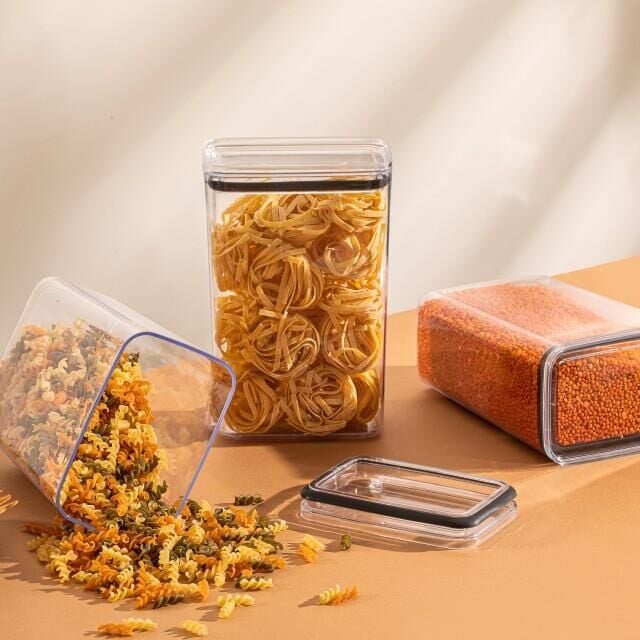 Vakumlu Hava Almaz Saklama Kabı Seti Erzak Kabı Dikdörtgen 12Adet 3100ML