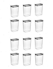 Vakumlu Hava Almaz Saklama Kabı Seti Erzak Kabı Dikdörtgen 12Adet 3100ML