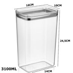 Vakumlu Hava Almaz Saklama Kabı Seti Erzak Kabı Dikdörtgen 6Adet 3100ML