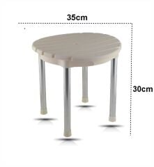 Çelik Ayna Alüminyum Ayaklı Paslanmaz Yuvarlak Tabure 909