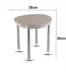 Çelik Ayna Alüminyum Ayaklı Paslanmaz Yuvarlak Tabure 909