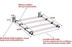 Duvara Monteli Paslanmaz Makaralı Katlanır Çamaşır Askısı İP HEDİYELİ