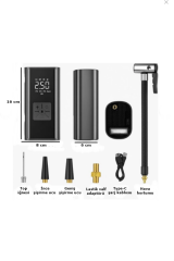 Taşınabilir Şarjlı Dijital Hava Kompresörü Hava Pompası 150 PSI, Araç, Motosiklet, Bisiklet Lastik Şişirme Pompası, Powerbank-216