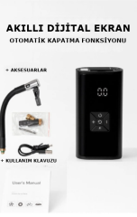 Taşınabilir Şarjlı Dijital Hava Kompresörü Hava Pompası 150 PSI, Araç, Motosiklet, Bisiklet Lastik Şişirme Pompası, Powerbank-216