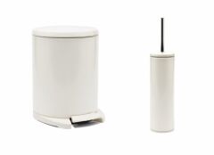 Primanova Cigo Pedallı Paslanmaz Çelik Çöp Kovası + Klozet fırçası