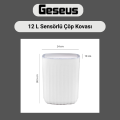 Sensörlü Çöp Kovası 12 Lt Plastik Çöp Torba Aparatlı+Deterjan Hazneli Silikon Klozet Fırçası-OKY