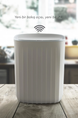 Sensörlü Otomatik 12 Lt Plastik Çöp Kovası Çöp Torba Aparatlı Beyaz Yerli Üretim - OKY