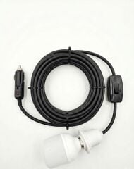 Araç çakmak girişli 30W 12V Led Ampul,lü E27 Duylu Anahtarlı Araç,Karavan,Kamp Seyyar Lamba 12/16A 2 X1,5mm TTR Bakır 10 Mt-Siyah