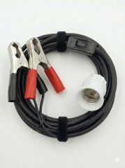 Aküden Bağlantılı  E27 Duylu Anahtarlı Araç Seyyar Kablo Akü Maşalı 12/16A 2 X1,5mm TTR Bakır 10 Mt-Siyah