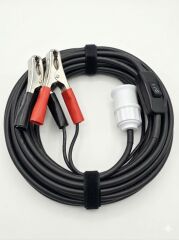 Aküden Bağlantılı Maşalı 30W 12V Led Ampul,lü E27 Duylu Anahtarlı Araç,Karavan,Kamp Seyyar Lamba 12/16A 2 X1,5mm TTR Bakır 10 Mt-Siyah