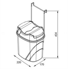 Geseus Mutfak Dolap İçi Askılı Geçmeli Pratik Kapak Çöp Kovası 5,5 LT-SF007