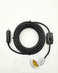 Araç Çakmaklık Grişli  E27 Duylu Anahtarlı Araç Seyyar Kablo Çakmaklık Fşli 12V/16A 2 X1,5mm TTR Bakır 10 Mt-Siyah