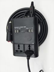 Araç Inverter 150W,Çakmak Uzatma Kablosu Çakmaklık,4 USB,2 Type-C çıkışlı 12V/16 A /120W 2 X1,5mm TTR Bakır 5Mt-GG25