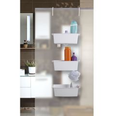 Primanova Üç Gözlü Duş Sepeti Beyaz Pratik Asılabilir Yapı N43