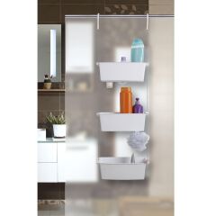 Primanova Üç Gözlü Duş Sepeti Beyaz Pratik Asılabilir Yapı N43