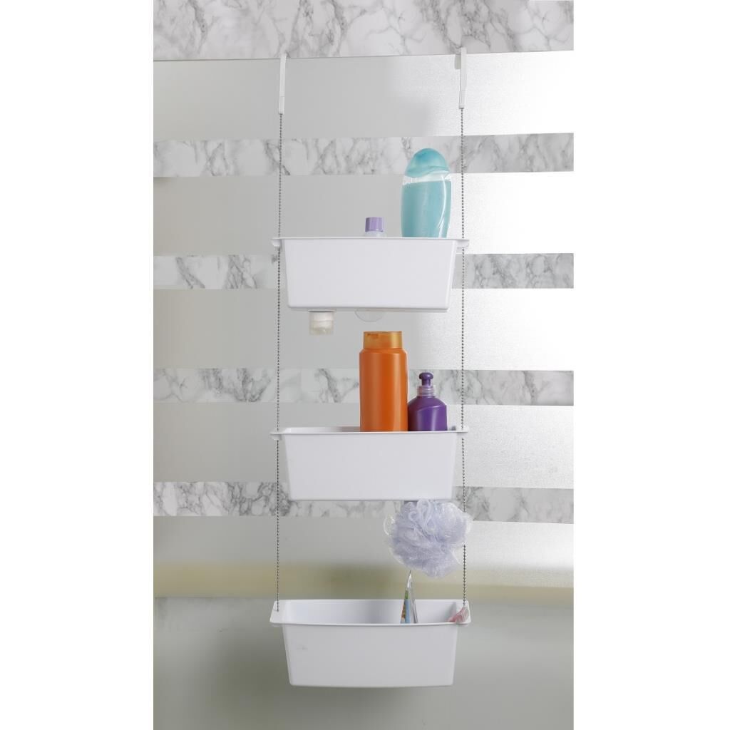 Primanova Üç Gözlü Duş Sepeti Beyaz Pratik Asılabilir Yapı N43