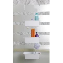 Primanova Üç Gözlü Duş Sepeti Beyaz Pratik Asılabilir Yapı N43