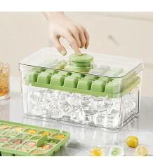 Bas-Çıkar Buz Kalıbı 56 Adet Buz Kapasiteli Kapaklı Saklama Kutulu