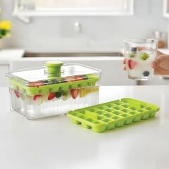 Bas-Çıkar Buz Kalıbı 56 Adet Buz Kapasiteli Kapaklı Saklama Kutulu