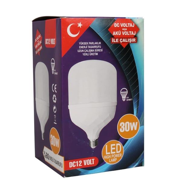 Geseus 30W 12V E27 Duy Beyaz Jumbo LED Ampul Yerli Üretim