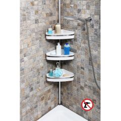 Primanova Yaylı Banyo Köşe Rafı Banyo Köşe Seti Fina N39 beyaz