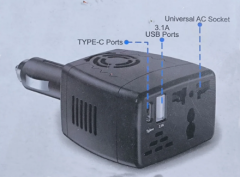 12V/220V 150W Araç İçi Power İnverter 12V DC Çakmaklık Girişli - 220V AC Çevirici-GG23