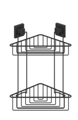 Geseus Yapışkanlı Siyah İki Katlı Banyo Köşe Rafı EF257S