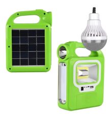 Kamp Lambası Solar Güneş Enerjili Aydınlatma Sistemi 3 Modlu Şarjlı Işıldak 5w 1 Ampul Hediye