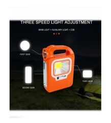 Kamp Lambası Solar Güneş Enerjili Aydınlatma Sistemi 3 Modlu Şarjlı Işıldak 5w 1 Ampul Hediye