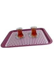 Kaydırmaz Tabanlı Servis Tepsi Sunum Tepsisi Orta Boy-1136-01 Bordo,Yeşil Bordo
