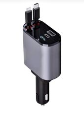 Araç İçi 120 Watt Hızlı Şarj Adaptörü Çakmaklık Adaptörü Iphone,Type-C Makaralı Şarj Kablolu-G16