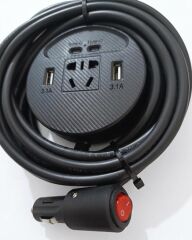 Araç Inverter 150W,2 USB,2 Type-C çıkışlı 12V/16 A /120W 2 X1,5mm TTR Bakır 5Mt-GG22