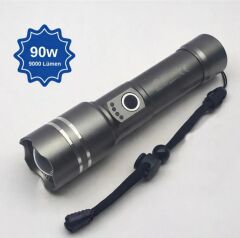 Polis Feneri Şarjlı Fener 2000 MAH Batarya 20 Wat 1500 Lümen Zomlu Yüksek Işık Gücü-PR050