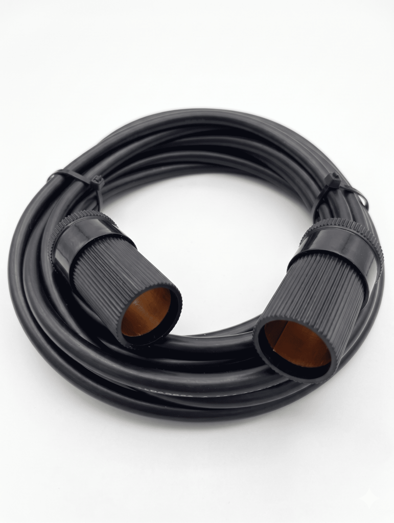 Araç Çakmaklık Uzatma Kablosu Dişi+Dişi 12-24 Volt 16 Amper 2 X1 mm TTR Bakır10 Mt-Siyah