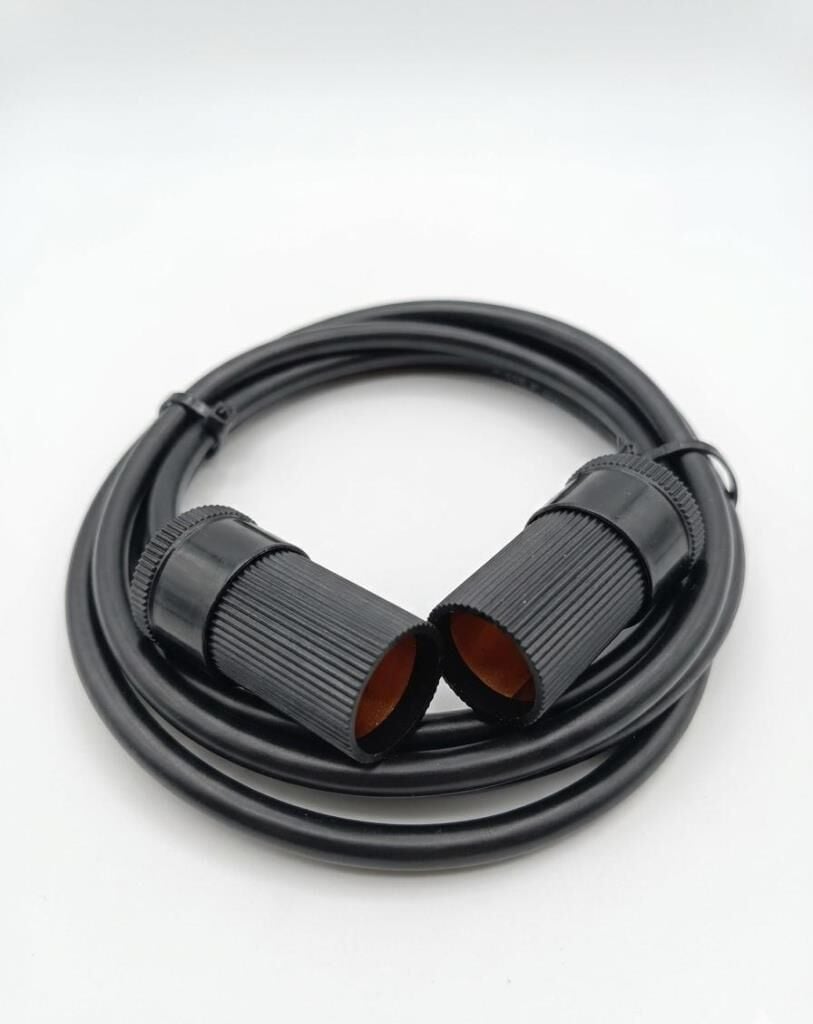 Araç Çakmaklık Uzatma Kablosu Dişi+Dişi 12-24 Volt 16 Amper 2 X1 mm TTR Bakır 5 Mt-Siyah