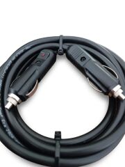 Araç Çakmaklık Uzatma Kablosu Erkek+Erkek 12-24 Volt 16 Amper 2 X1 mm TTR Bakır 5 Mt-Siyah