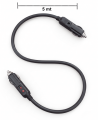 Araç Çakmaklık Uzatma Kablosu Erkek+Erkek 12-24 Volt 16 Amper 2 X1 mm TTR Bakır 5 Mt-Siyah