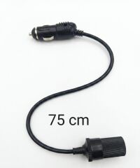 Araç Çakmaklık Uzatma Kablosu 12-24 Volt 10 Amper 2 X1 mm TTR Bakır 75CM-Siyah