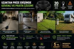 Elektrikli Araçlar ve Yüksek Güç Çeken Cihazlar İçin 3X2,5mm TTR Bakır Premium 20Mt Uzatma Kablosu IP44 Onaylı-