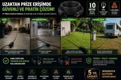 Elektrikli Araçlar ve Yüksek Güç Çeken Cihazlar İçin 3X2,5mm TTR Bakır Premium 10Mt Uzatma Kablosu IP44 Onaylı-