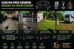 Elektrikli Araçlar ve Yüksek Güç Çeken Cihazlar İçin 3X2,5mm TTR Bakır Premium 10Mt Uzatma Kablosu IP44 Onaylı-