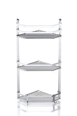 Geseus Üç Katlı Kancalı Banyo Köşe Rafı Krom  ES076 KRM