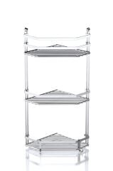 Geseus Üç Katlı Kancalı Banyo Köşe Rafı Krom  ES076 KRM