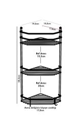 Geseus Üç Katlı Kancalı Banyo Köşe Rafı Krom  ES076 KRM