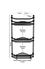 Geseus Üç Katlı Kancalı Banyo Köşe Rafı Krom  ES076 KRM