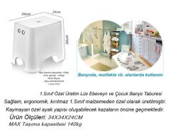 Geseus Banyo Taburesi Çok Amaçlı Tabure Kaymaz Ayakalı Max-140kg Taşıma Kapasitesi-Beyaz-5171-04
