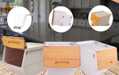 Motek Patateslik Soğanlık Tekerlekli Organızer Eşya Ve Erzak Kutusu 3x33 Lt-Mt05 Bambu+Krem