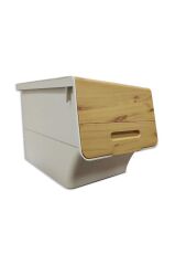 Motek Patateslik Soğanlık Tekerlekli Organızer Eşya Ve Erzak Kutusu 3x33 Lt-Mt05 Bambu+Krem