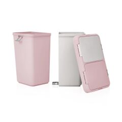 Geseus Motek İkili Kirli Sepeti Dokunmatik Çamaşır Sepeti Pudra+Beyaz