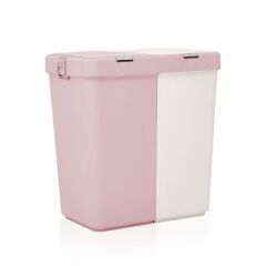 Geseus Motek İkili Kirli Sepeti Dokunmatik Çamaşır Sepeti Pudra+Beyaz